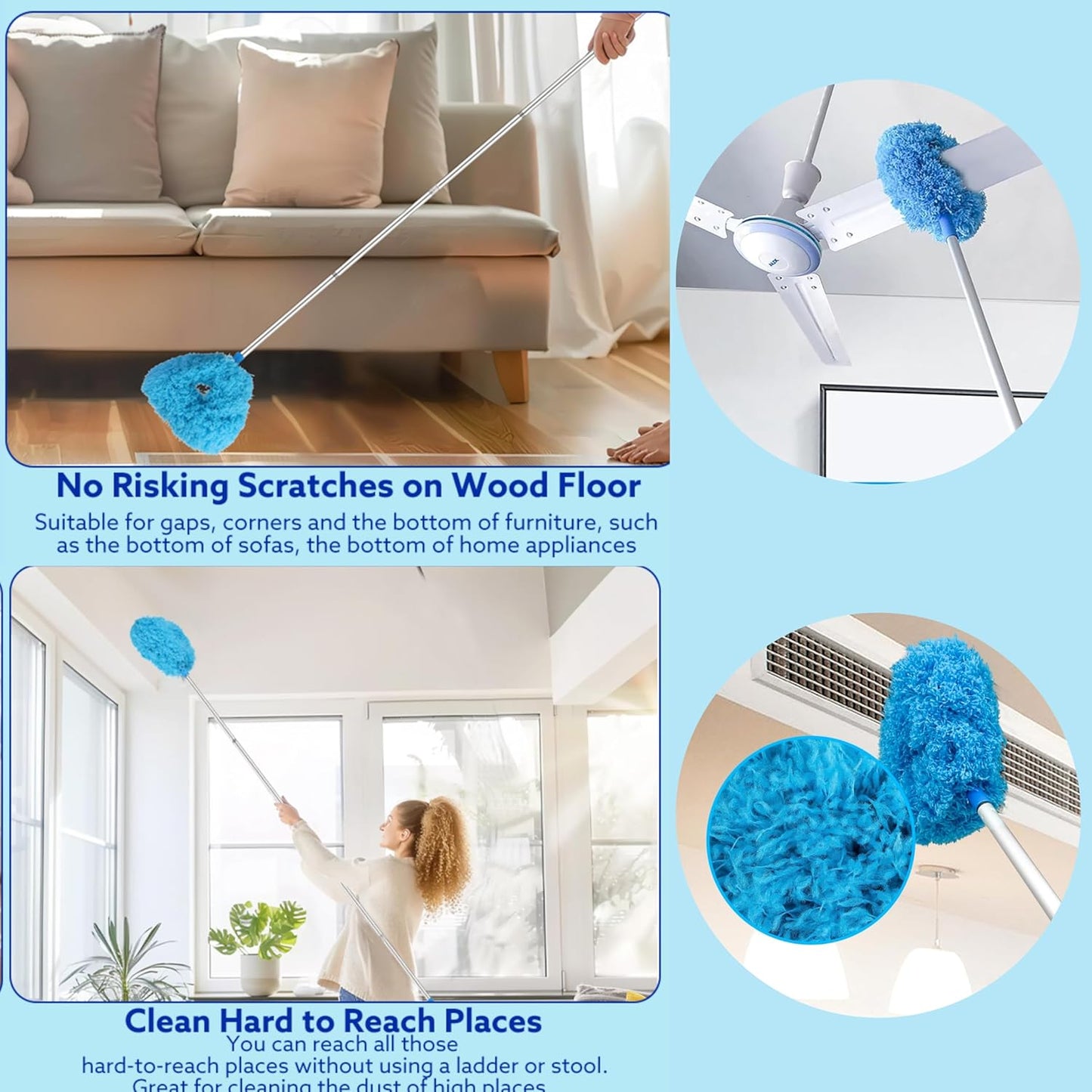 Extendable Dust Buster Mop - (Ceiling fans & Under sofas & beds etc.)